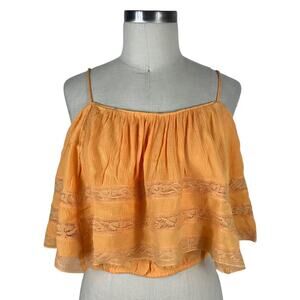 FREE PEOPLE Home Again Crop Camisole Orange Small‎ NWT Boho Summer Festival